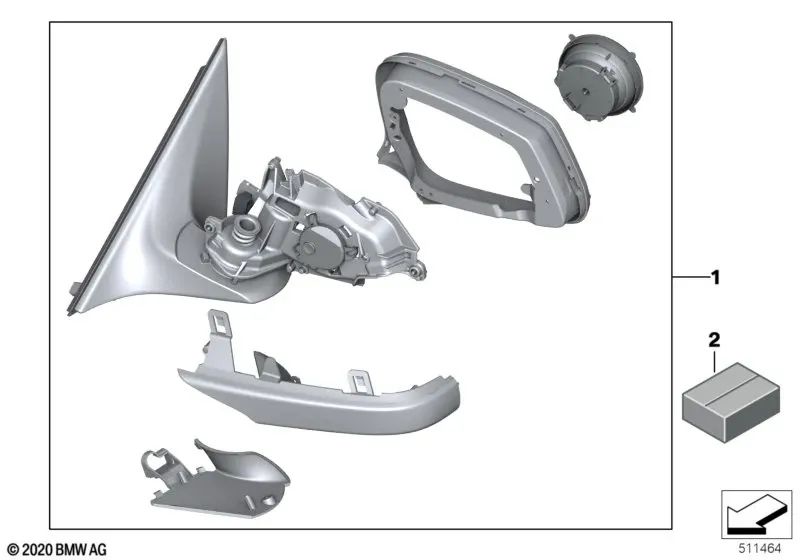 Espejo exterior sin cristal calefactado izquierdo para BMW F01, F02, F04 (OEM 51167282169). Original BMW