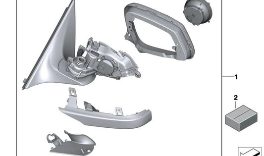 Rétrovisor extérieur droit sans verre chauffé 51167282128 pour BMW F01, F02, F04. BMW d'origine.