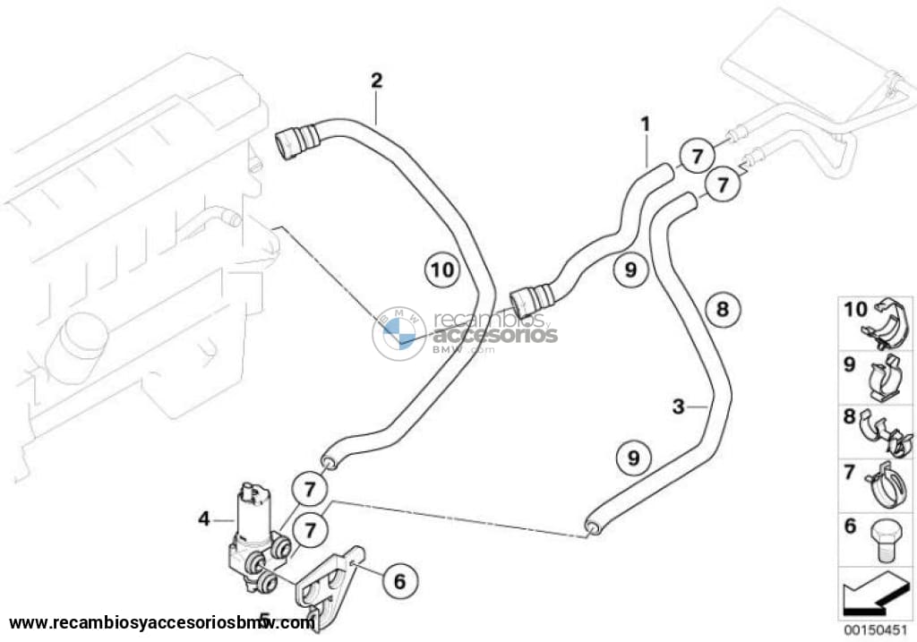 Bomba De Agua Adicional (64118369806) Para Bmw E46 E9X E8X. Original Recambios