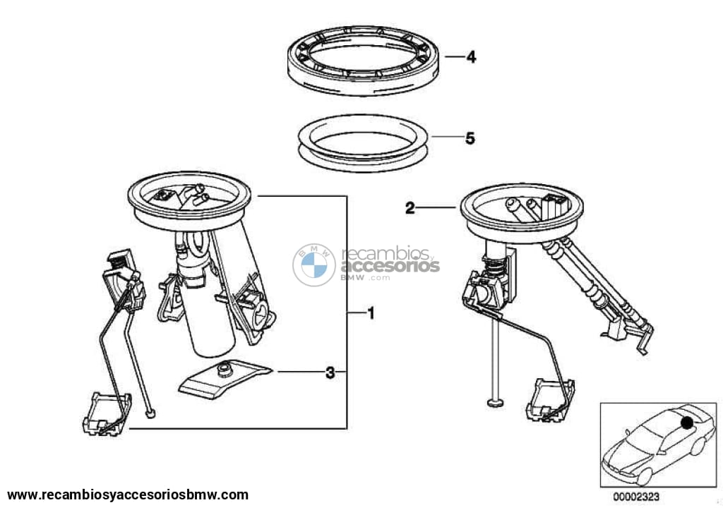 Bomba Gasolina Unidad Alimentadora Derecha Para Bmw E36 . Original Recambios