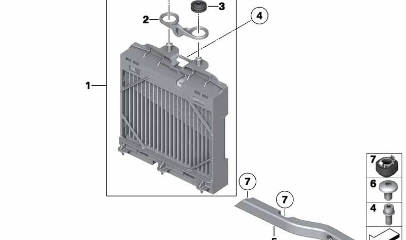 Enfriador de aceite del motor OEM 17217572542 para BMW F07, F10, F11, F06, F12, F13, F01, F02, F04. Original BMW.