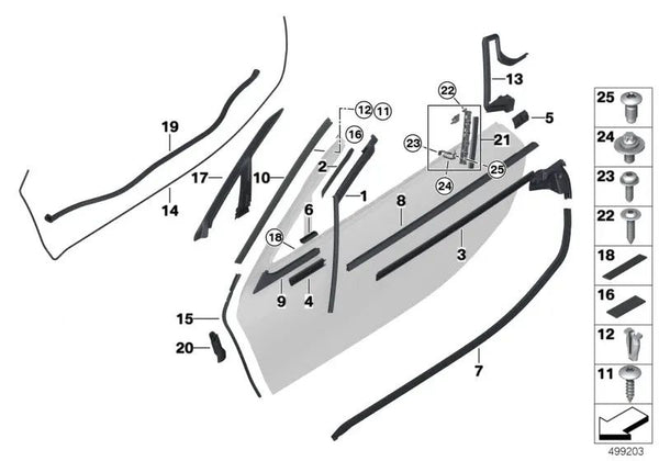 Cubierta del canal a la izquierda para BMW i I15 (OEM 51337457957). Original BMW