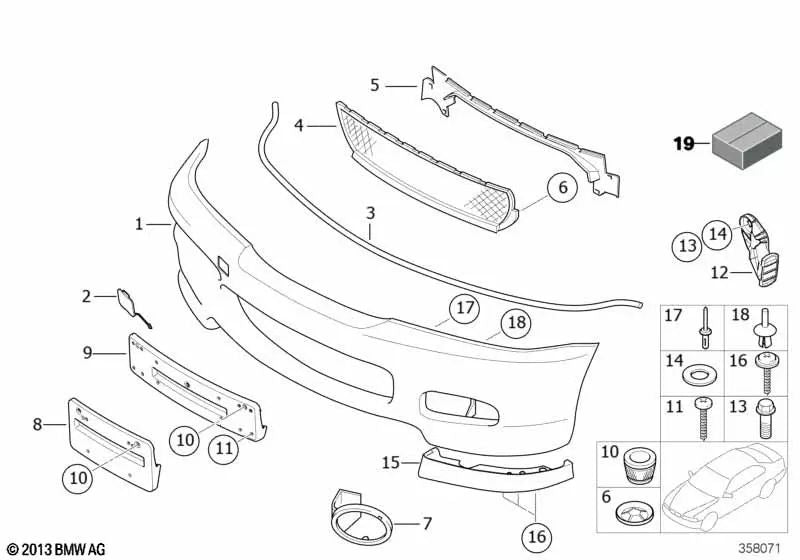 Adaptador para BMW E46 (OEM 51117896273). Original BMW.