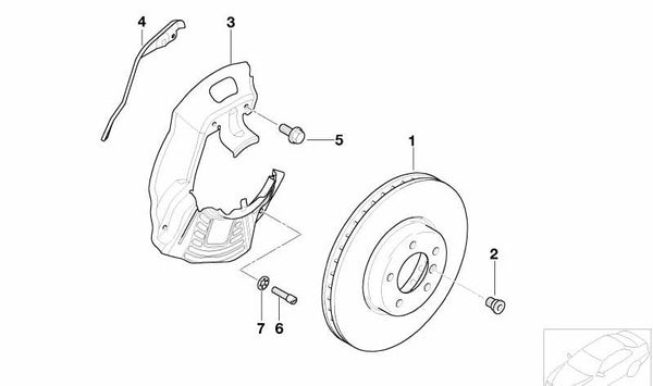 Protector de freno delantero izquierdo OEM 34101165225 para BMW Serie 5 E39. Pieza original BMW.