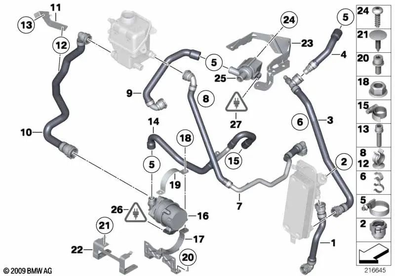 Pompa di refrigerante aggiuntiva per BMW F04 (OEM 11515A36580). BMW originale.