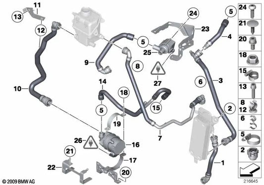 Additional coolant pump for BMW F04 (OEM 11515A36580). Genuine BMW.