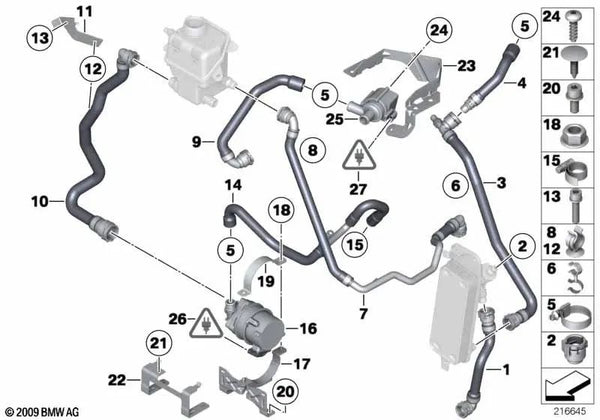 Bomba adicional de refrigerante para BMW F04 (OEM 11515A36580). Original BMW.