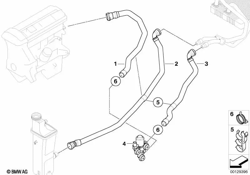 Tubo de avance del motor - Válvula de agua para BMW E83 (OEM 64213400415). Original BMW