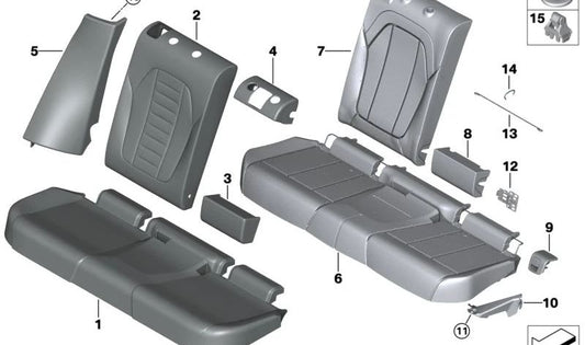 Funda de Asiento de Cuero para BMW X3 F97, F97N (OEM 52208079422). Original BMW