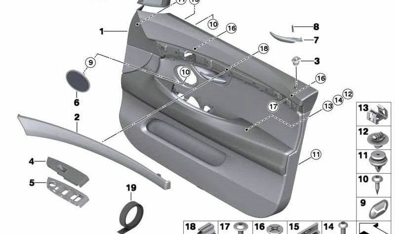 Cubierta Elevavidrios para BMW Serie 5 F07, F07N (OEM 51417232540). Original BMW