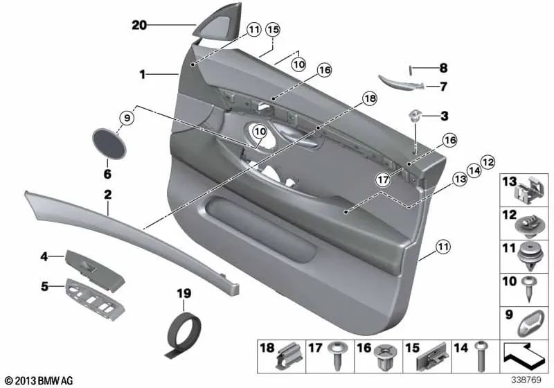 Cubierta Triángulo del Espejo Interior Izquierda para BMW Serie 5 F07, F07N (OEM 51337197859). Original BMW