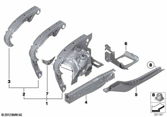 Linke Bremsleitungshalterung für BMW F07, F10, F11, F06, F12, F13, F01, F02 (OEM 41107204079). Original BMW.