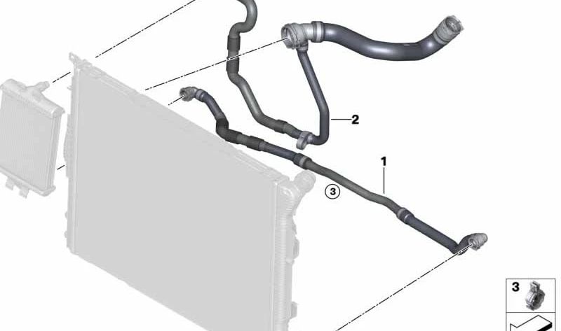 Tubería de retorno de refrigerante OEM 17128653617 para BMW F30, F31, F34, E90, E91, G20. Original BMW.