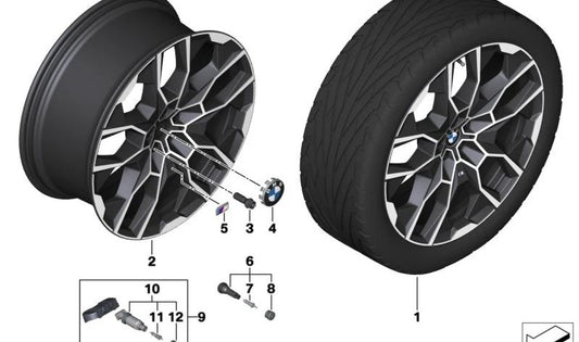 Rueda de disco de aleación midnight grey para BMW G07N (OEM 36116895935). Original BMW