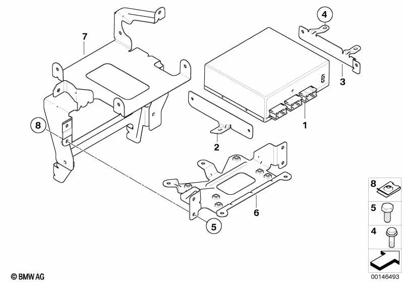 Soporte para módulo de video izquierdo para BMW Serie 5 E60, E61, Serie 6 E63, E64 (OEM 65136925105). Original BMW.