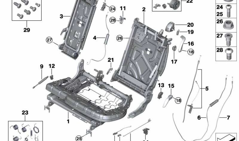 Cable Bowden de Bloqueo para BMW X5 F15 (OEM 52207387134). Original BMW