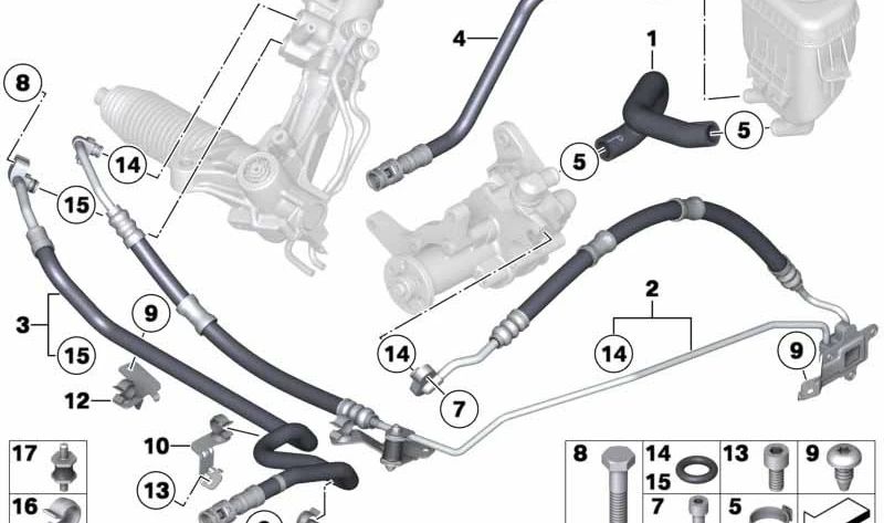 Manguera de expansión OEM 32416790635 para BMW (modelos compatibles: F07, F01, F02). Original BMW.