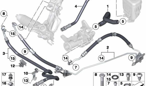 Manguera de expansión OEM 32416790635 para BMW (modelos compatibles: F07, F01, F02). Original BMW.