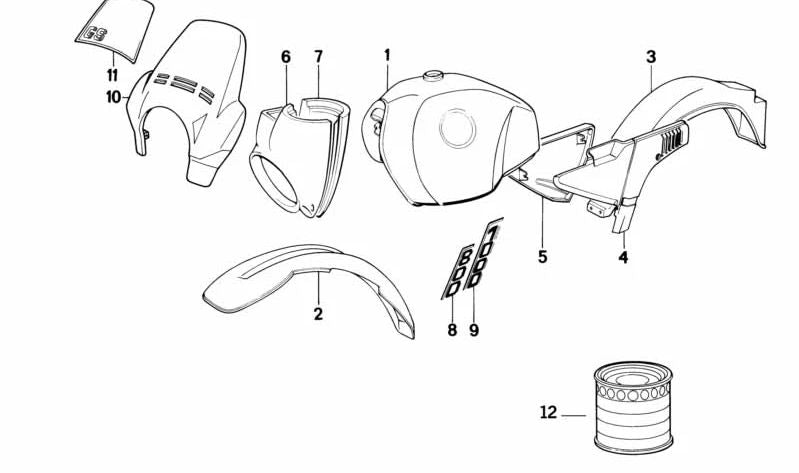 Adhesivo decorativo lateral izquierdo OEM 51142322214 para BMW Serie 5 (E34). Original BMW.