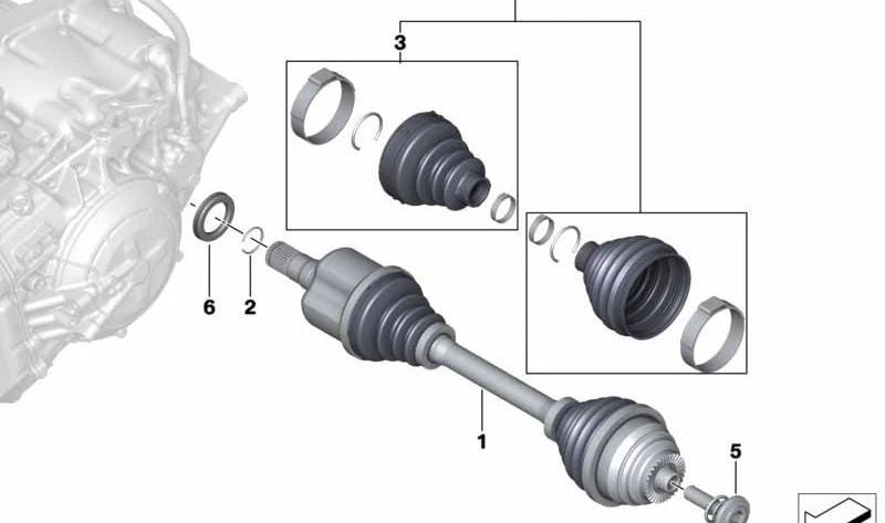 Juego de reparación fuelle exterior para BMW Serie 3 G20, G21, G28, Serie 4 G22, G23, G26, X3 G01 (OEM 31608488705). Original BMW