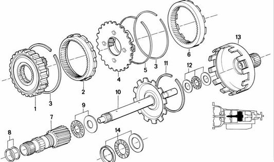 AX bearing for BMW E21, E30, E12, E28, E34, E24, E23, E32, E31 (OEM 24241209806). Original BMW