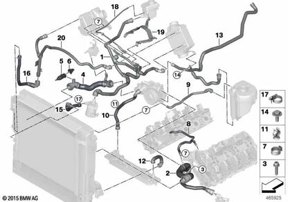 Tube de ventilation motrice pour BMW F07, F10, F11, F06, F12, F13, F01N, F02N (OEM 17127619702). BMW d'origine.