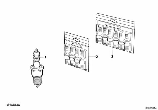 Spark plug for BMW E30, E28, E24, E23 (OEM 12121710731). Original BMW