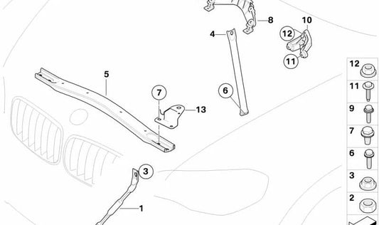 Left stabilizer bar OEM 51617050209 for BMW E72 (X6 ActiveHybrid). Original BMW.