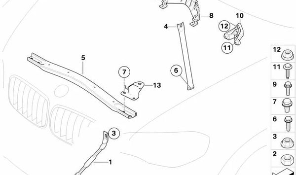 Barra estabilizadora izquierda OEM 51617050209 para BMW E72 (X6 ActiveHybrid). Original BMW.