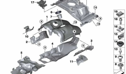 OEM Thermal Protector droit 11657856410 pour BMW F90, F91, F92, F93. BMW d'origine.