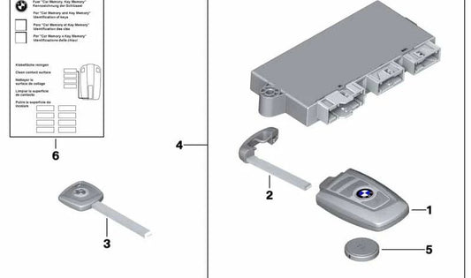Llave de repuesto OEM 51217227120 para BMW F01, F02, F04. Original BMW.
