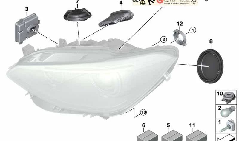 Módulo LED Reparación Faros OEM 63117296905 para BMW F20, F21. Original BMW.