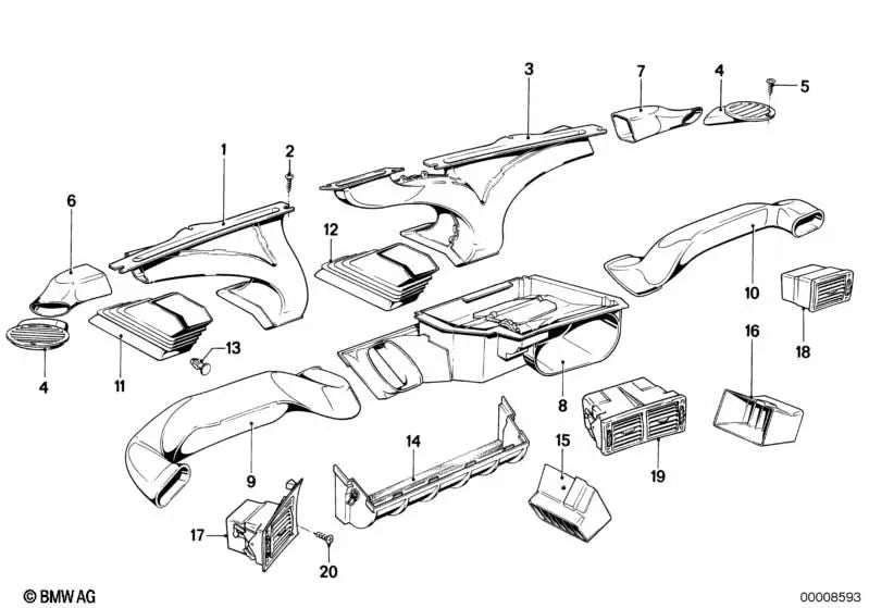 Rejilla de ventilación izquierda para BMW E28 (OEM 64221367385). Original BMW.