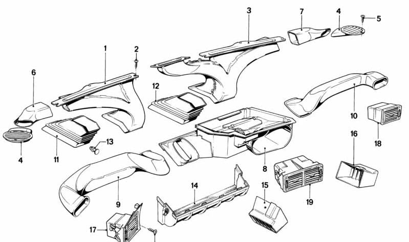 Rejilla de ventilación derecha para BMW Serie 5 E28 (OEM 64221367388). Original BMW