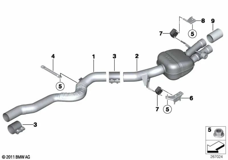 Silenciador trasero derecho con válvula de escape para BMW F06, F12, F13, F01N ,F02N (OEM 18307845473). Original BMW