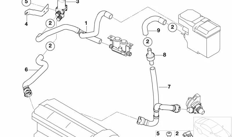 Tubo de válvula antirretorno de la bomba de agua para BMW E53 (OEM 64218380128). Original BMW