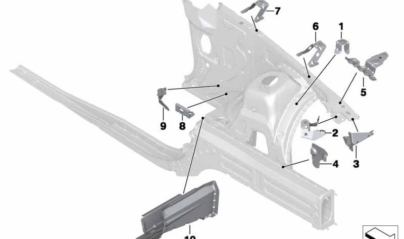 OEM 4100293043 Suporte de choque de ruído de admissão à esquerda para BMW E84. BMW original.