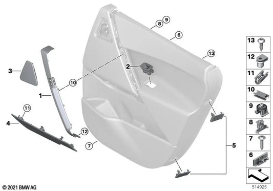 Rear right accent strip for BMW I20 (OEM 51429490011). Genuine BMW