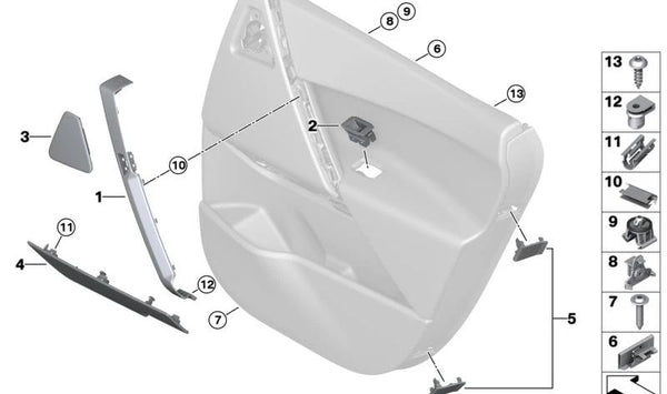 Tapa protectora tornillo superior izquierdo OEM 51425A08251 para BMW (G30, G31, G11, G12, G14, G15, G16). Original BMW