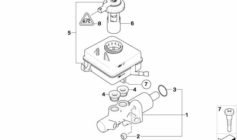 Depósito de expansión para BMW Serie 5 E60, E61 Serie 6 E63, E64 (OEM 34312282958). Original BMW