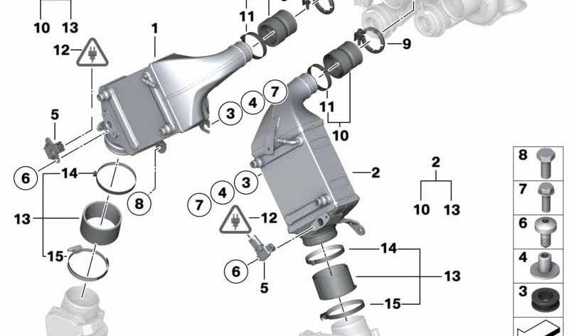 Elemento de desacoplamiento para BMW F07, F10, F11, F06, F12, F13, F01N, F02N, E70N, F15, E71, E72, F16 (OEM 17517585579). Original BMW