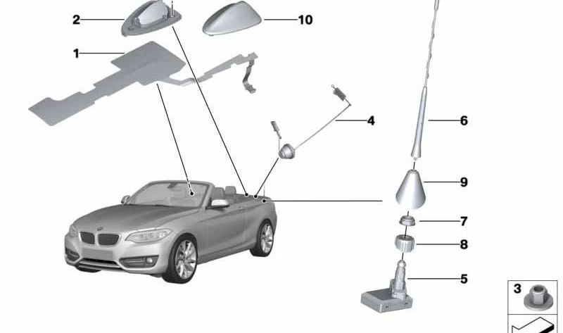 Antena para BMW Serie 2 F23, F23N (OEM 65209277812). Original BMW