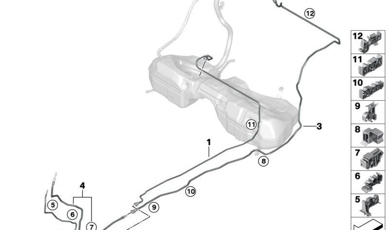 Tubo de purga de aire delantero OEM 16128053508 para BMW G80, G82. Original BMW.