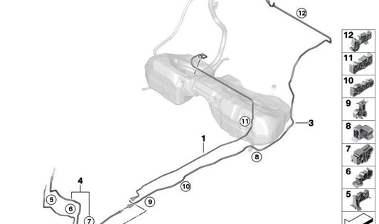 Tubo de aire de purga OEM 16117449032 para BMW G20, G21, G80, G81, G22, G23, G26, G82, G83. Original BMW.