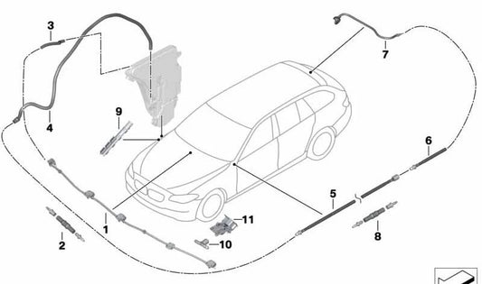 Windshield Washer System Nozzle Chain for BMW X5 E70 (OEM 61667275172). Original BMW