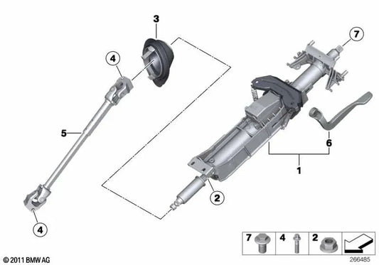 Ajuste mecánico de la columna de dirección para BMW Serie 1 F20, F21 Serie 3 F30, F31 (OEM 32306852325). Original BMW