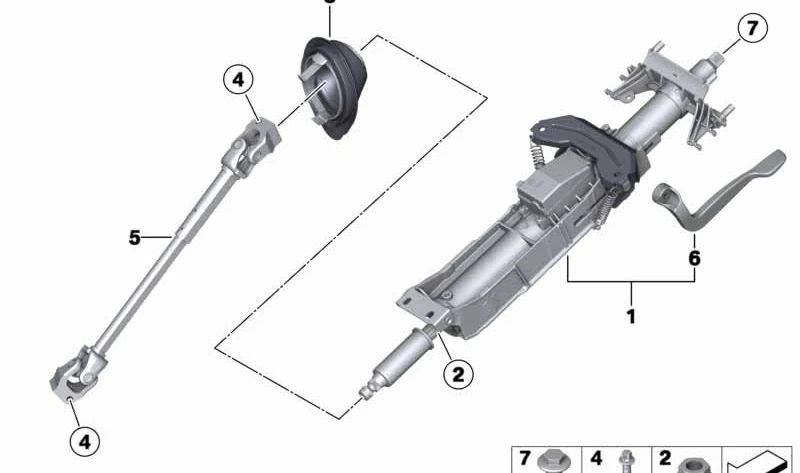 OEM 32306854045 Mecanismo de ajuste da coluna de gerenciamento para BMW F20, F21, F30, F31, F82, F25, F26. BMW original