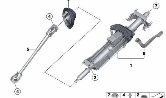 Steering Column Adjustment Mechanism OEM 32306854045 for BMW F20, F21, F30, F31, F82, F25, F26. Original BMW