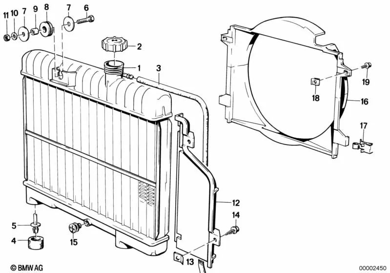 Fan cover for BMW 3 Series E30 (OEM 17111177004). Genuine BMW.