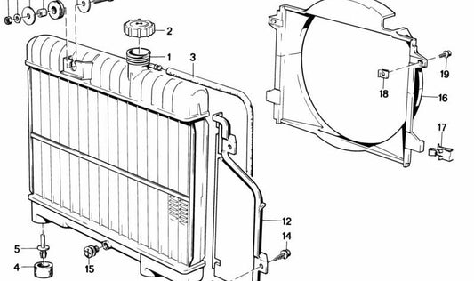 Radiador de Refrigerante para BMW Serie 3 E30, Serie 5 E28 (OEM 17111151700). Original BMW